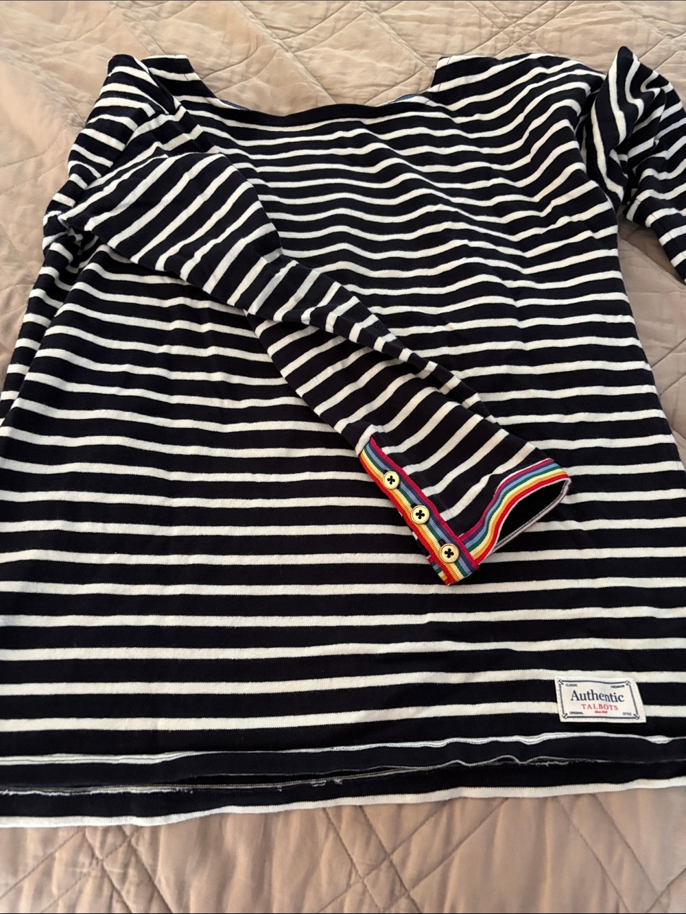 Talbots Black and White Striped Knit Top